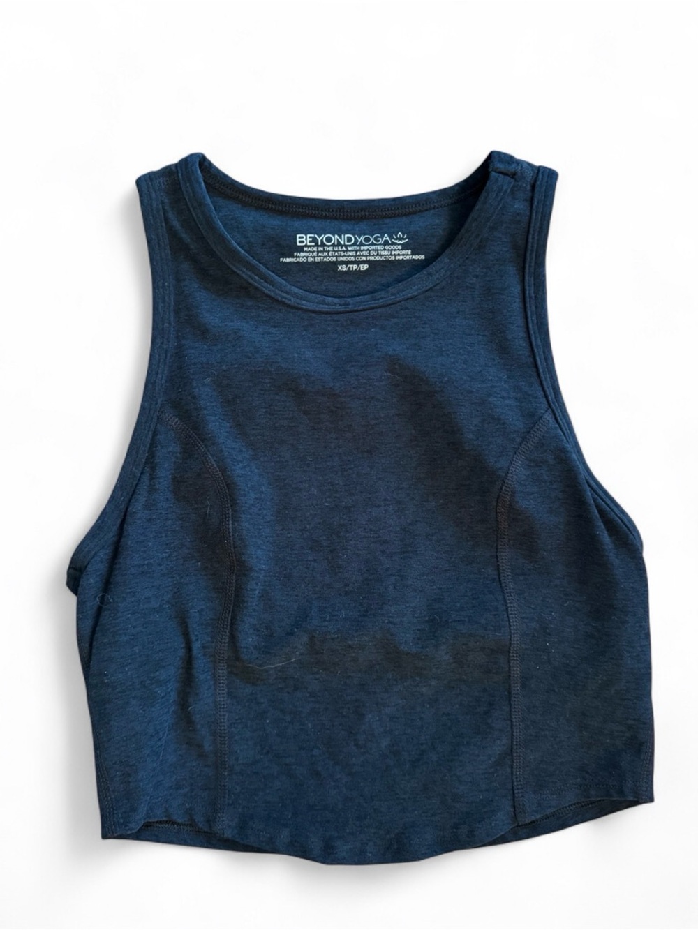 Beyond Yoga XS Heathered Black High Neck Cropped Tank Top Yoga Pilates Gorpcore